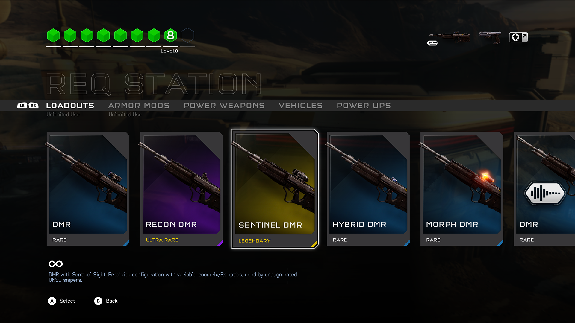 Halo 5: Guardians multiplayer weapon selection screenshot