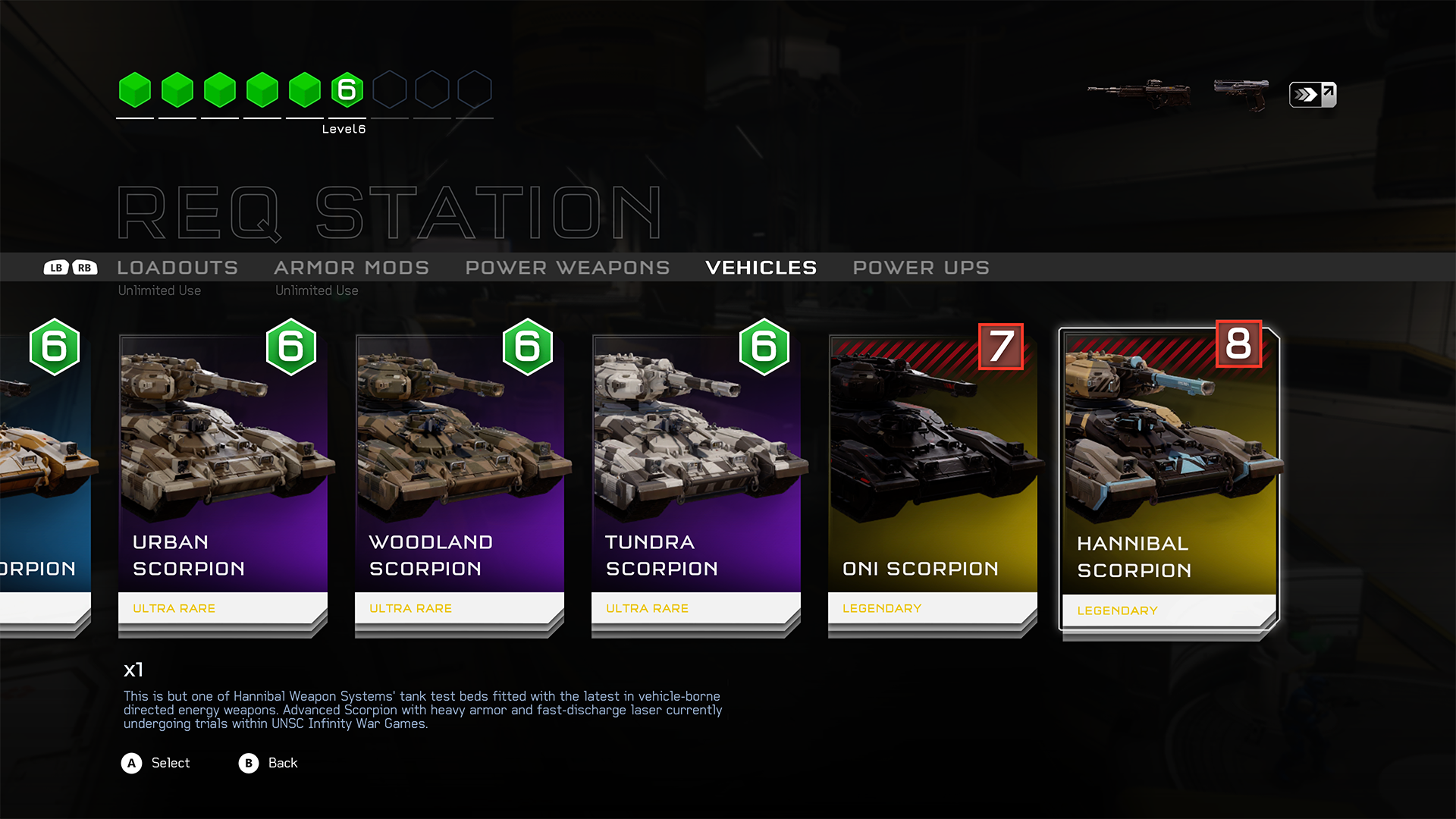 Halo 5: Guardians multiplayer vehicle selection screenshot