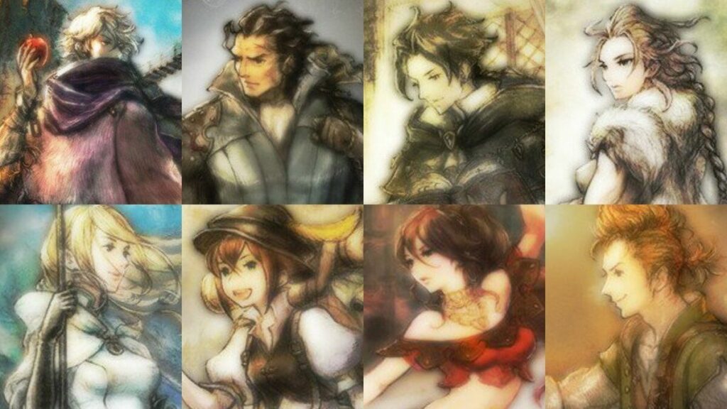 All eight party members from Octopath Traveler