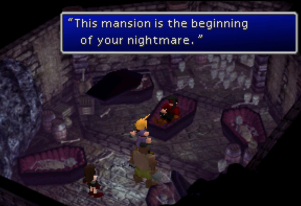 Vincent in the basement of Shinra Mansion Final Fantasy VII