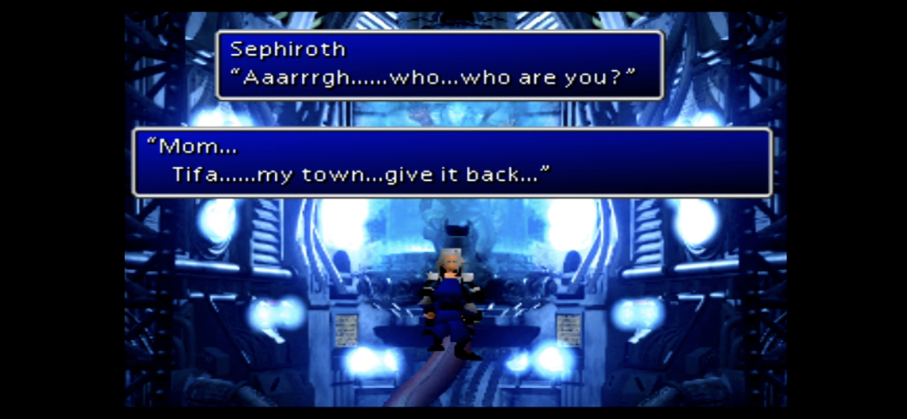 Cloud stabs Sephiroth Cloud vs Zack