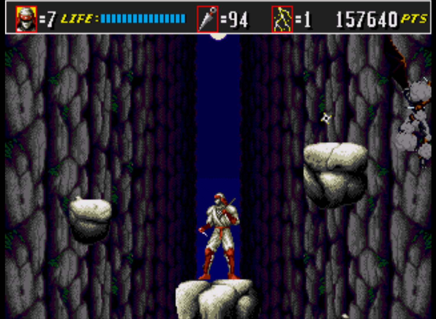 Shinobi III falling rocks level