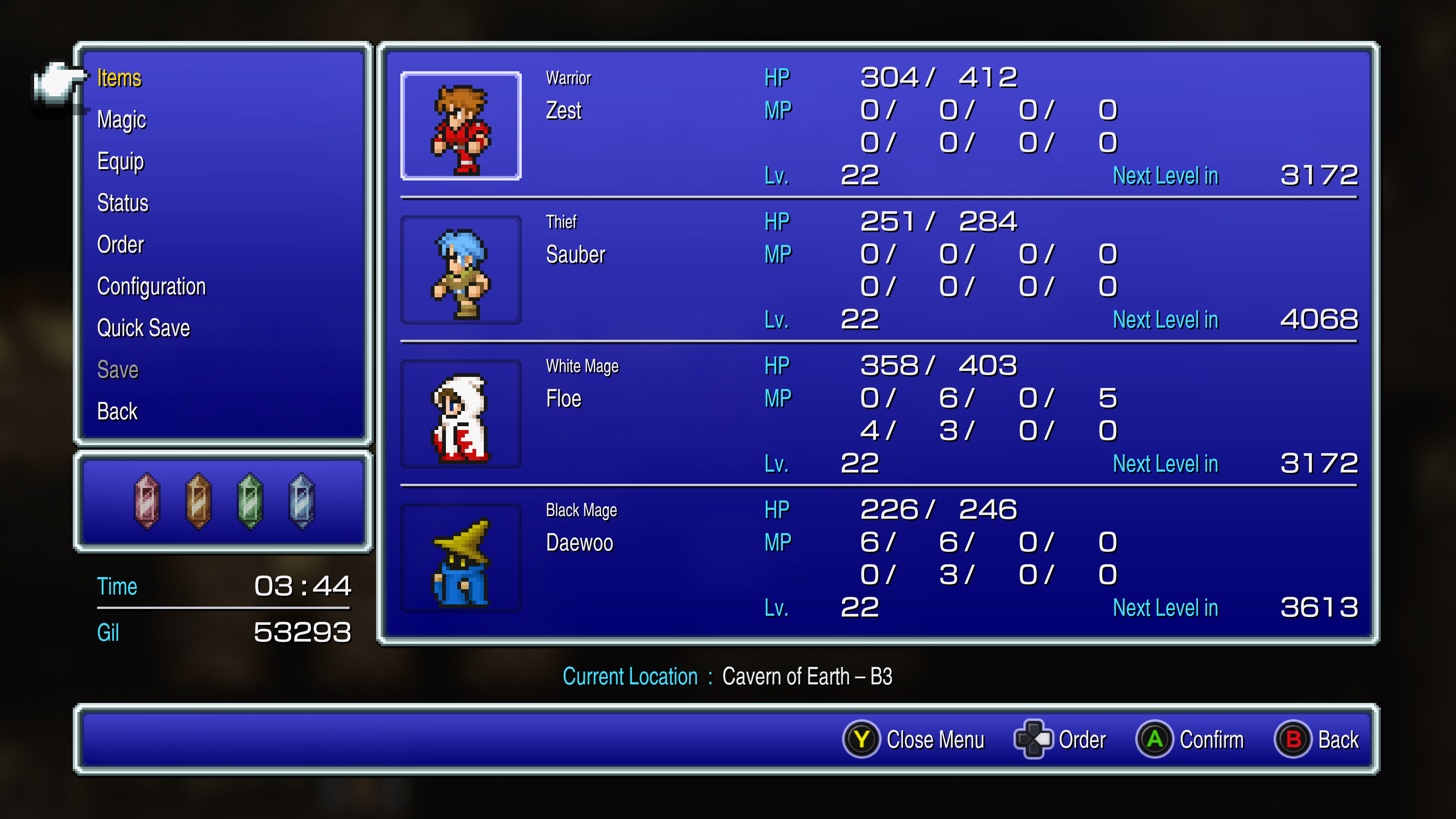 My Party in Final Fantasy Pixel Remaster