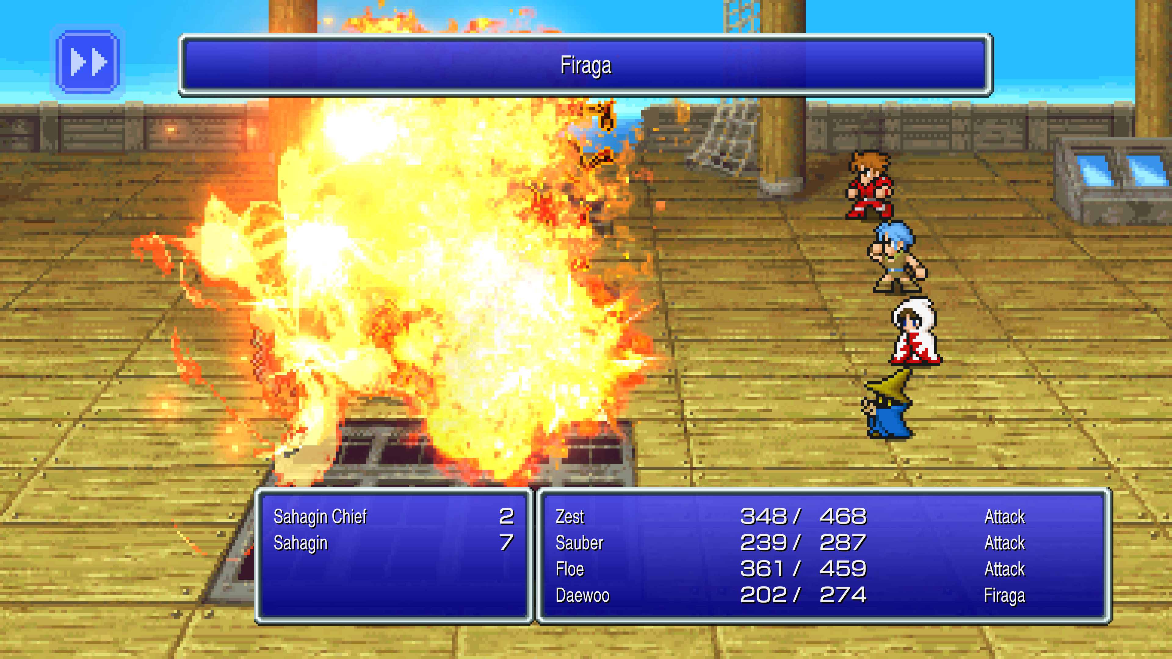 My Black Mage Destroying a Band of Enemies in Final Fantasy Pixel Remaster