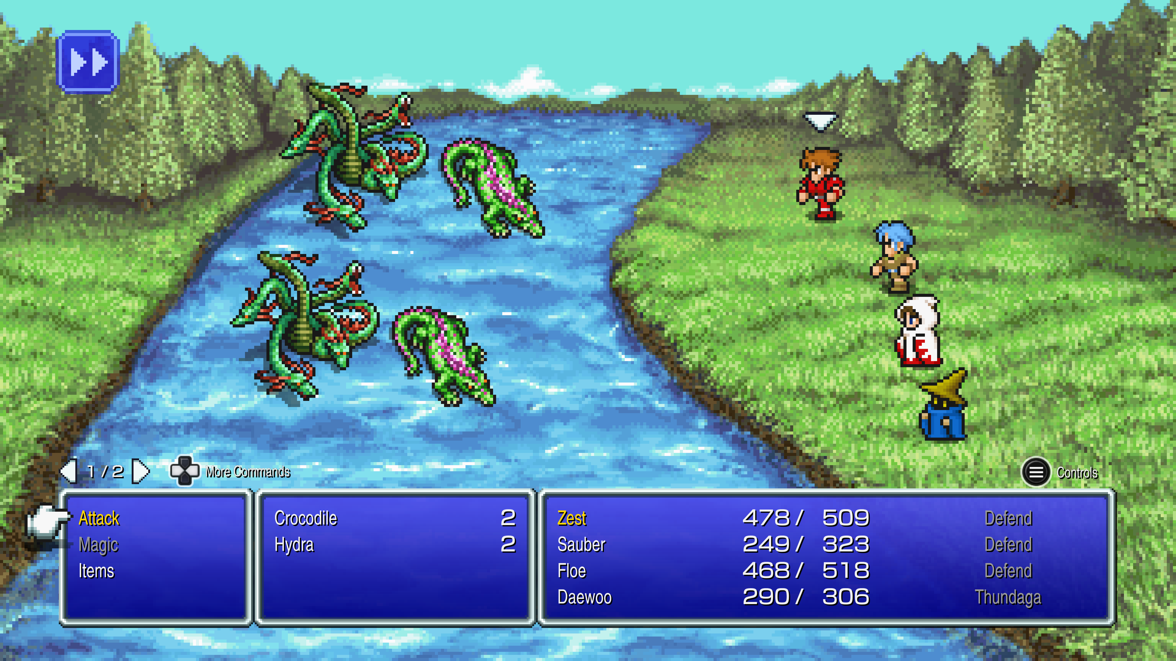 Fighting River Monsters in Final Fantasy Pixel Remaster