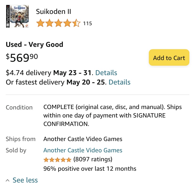 Suikoden II Price