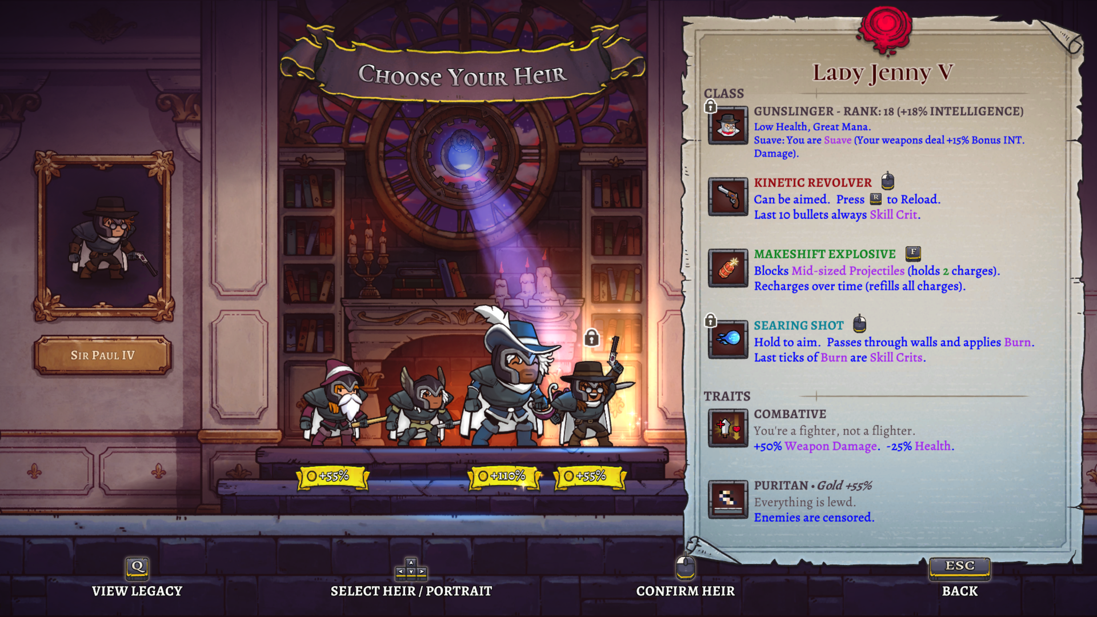 Rogue Legacy 2 Heir Screen